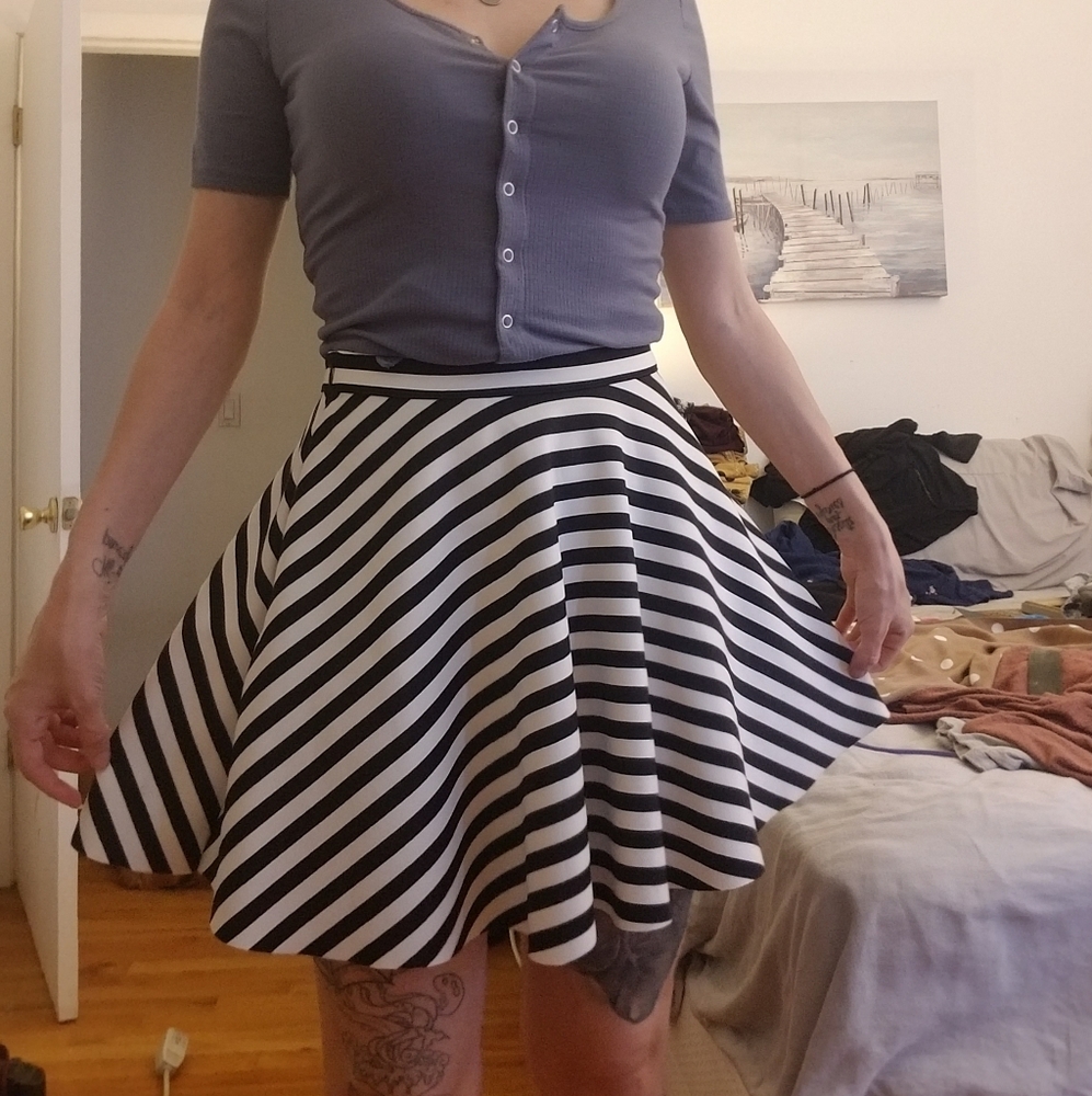 Striped skater skirt